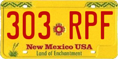 NM license plate 303RPF