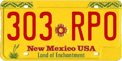 NM license plate 303RPO