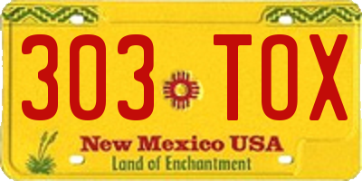 NM license plate 303TOX