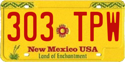 NM license plate 303TPW
