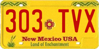 NM license plate 303TVX