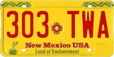NM license plate 303TWA