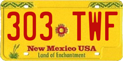 NM license plate 303TWF