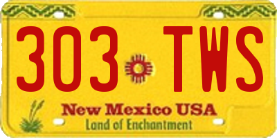 NM license plate 303TWS