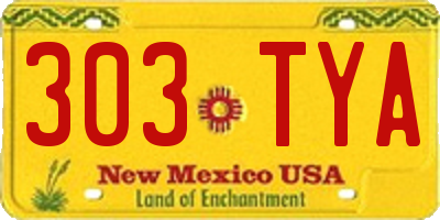 NM license plate 303TYA