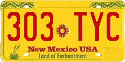 NM license plate 303TYC