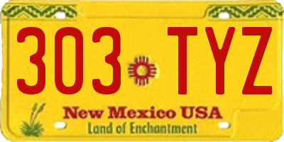NM license plate 303TYZ