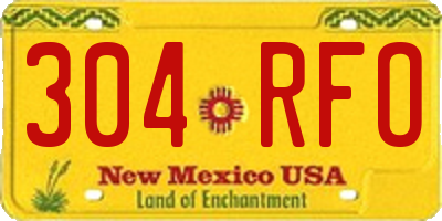 NM license plate 304RFO