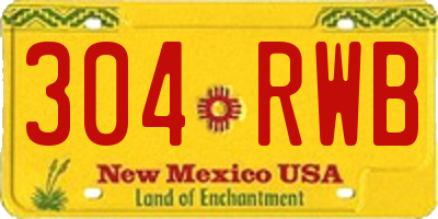 NM license plate 304RWB
