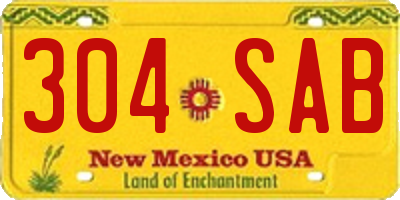 NM license plate 304SAB