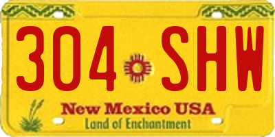 NM license plate 304SHW