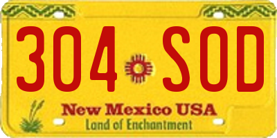 NM license plate 304SOD