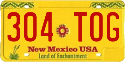 NM license plate 304TOG