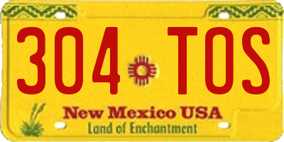 NM license plate 304TOS