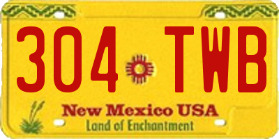 NM license plate 304TWB