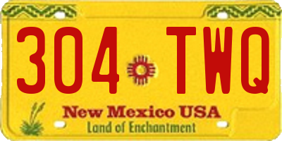 NM license plate 304TWQ