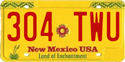 NM license plate 304TWU