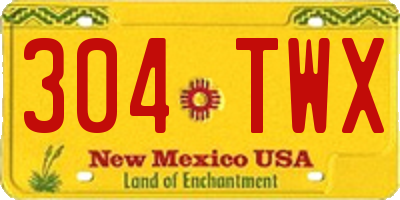 NM license plate 304TWX
