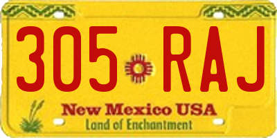 NM license plate 305RAJ