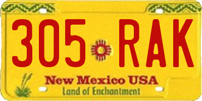 NM license plate 305RAK