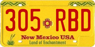 NM license plate 305RBD