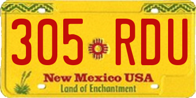 NM license plate 305RDU
