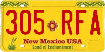 NM license plate 305RFA