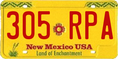 NM license plate 305RPA