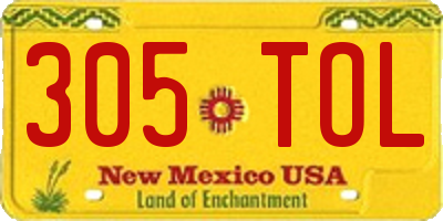 NM license plate 305TOL