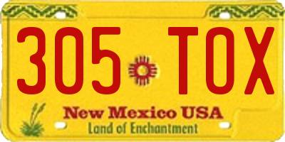 NM license plate 305TOX