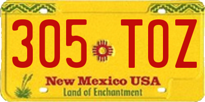 NM license plate 305TOZ