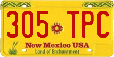 NM license plate 305TPC