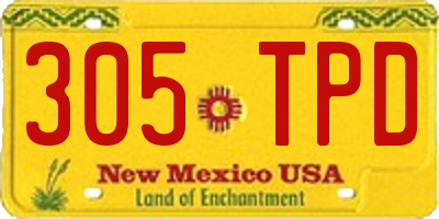 NM license plate 305TPD