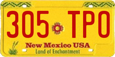 NM license plate 305TPO