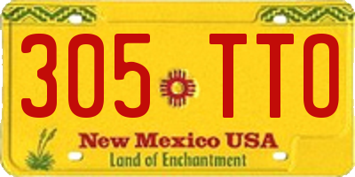 NM license plate 305TTO