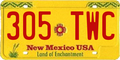 NM license plate 305TWC