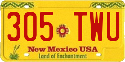 NM license plate 305TWU