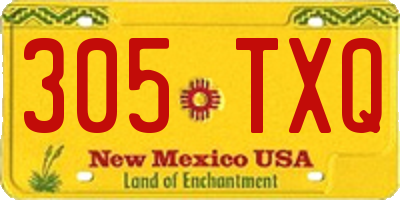 NM license plate 305TXQ