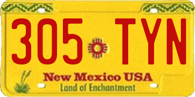 NM license plate 305TYN