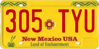 NM license plate 305TYU