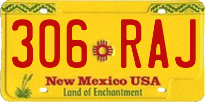 NM license plate 306RAJ