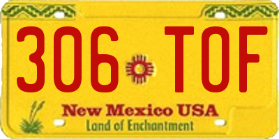 NM license plate 306TOF
