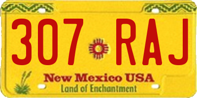 NM license plate 307RAJ