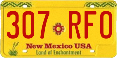 NM license plate 307RFO