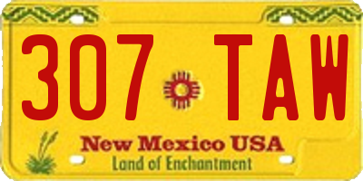 NM license plate 307TAW