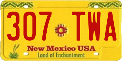 NM license plate 307TWA