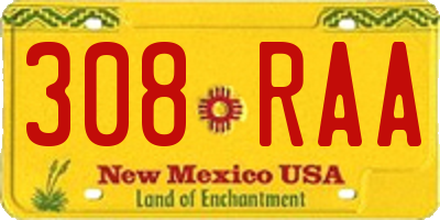 NM license plate 308RAA