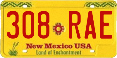 NM license plate 308RAE