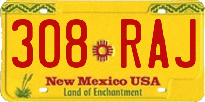 NM license plate 308RAJ