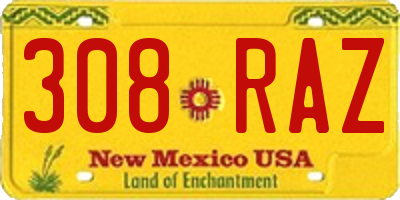 NM license plate 308RAZ